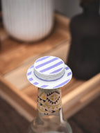 Flaschendeckel Strohhut stripes für Bier, Limo & kl. Sektflaschen | auch als Schlüsselanhänger