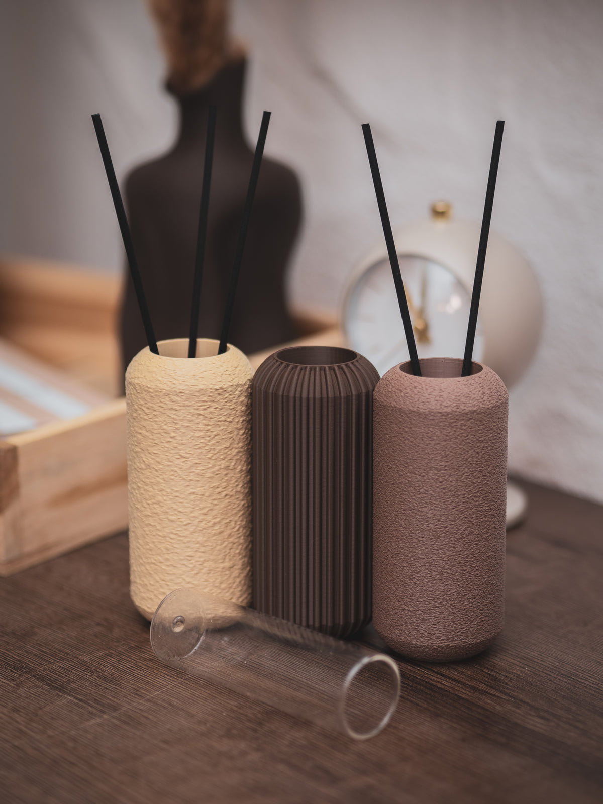 Duftstäbchen-Diffusor | Mini-Vase | versch. Farben | inkl. 3 Stäbchen & Glaseinsatz