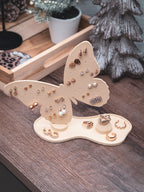 Schmuckständer Schmetterling für Ohrstecker mit Ablage und Ringhalter