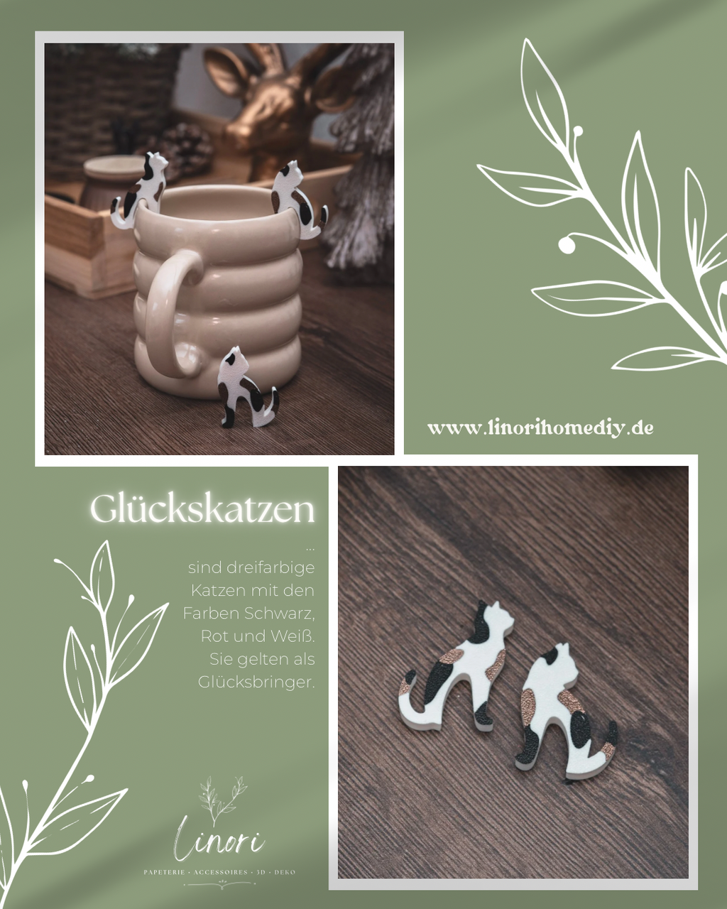 Teebeutelhalter Katze Set | 21 Farben + Glücks- & Bengalkatze