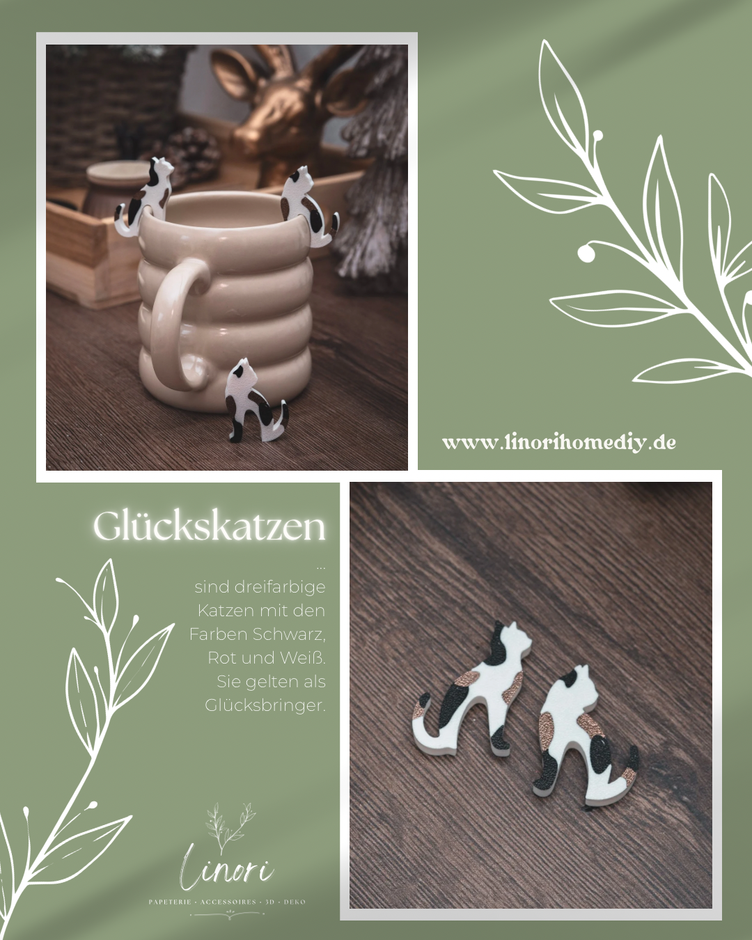 Teebeutelhalter Katze Set | 21 Farben + Glücks- & Bengalkatze
