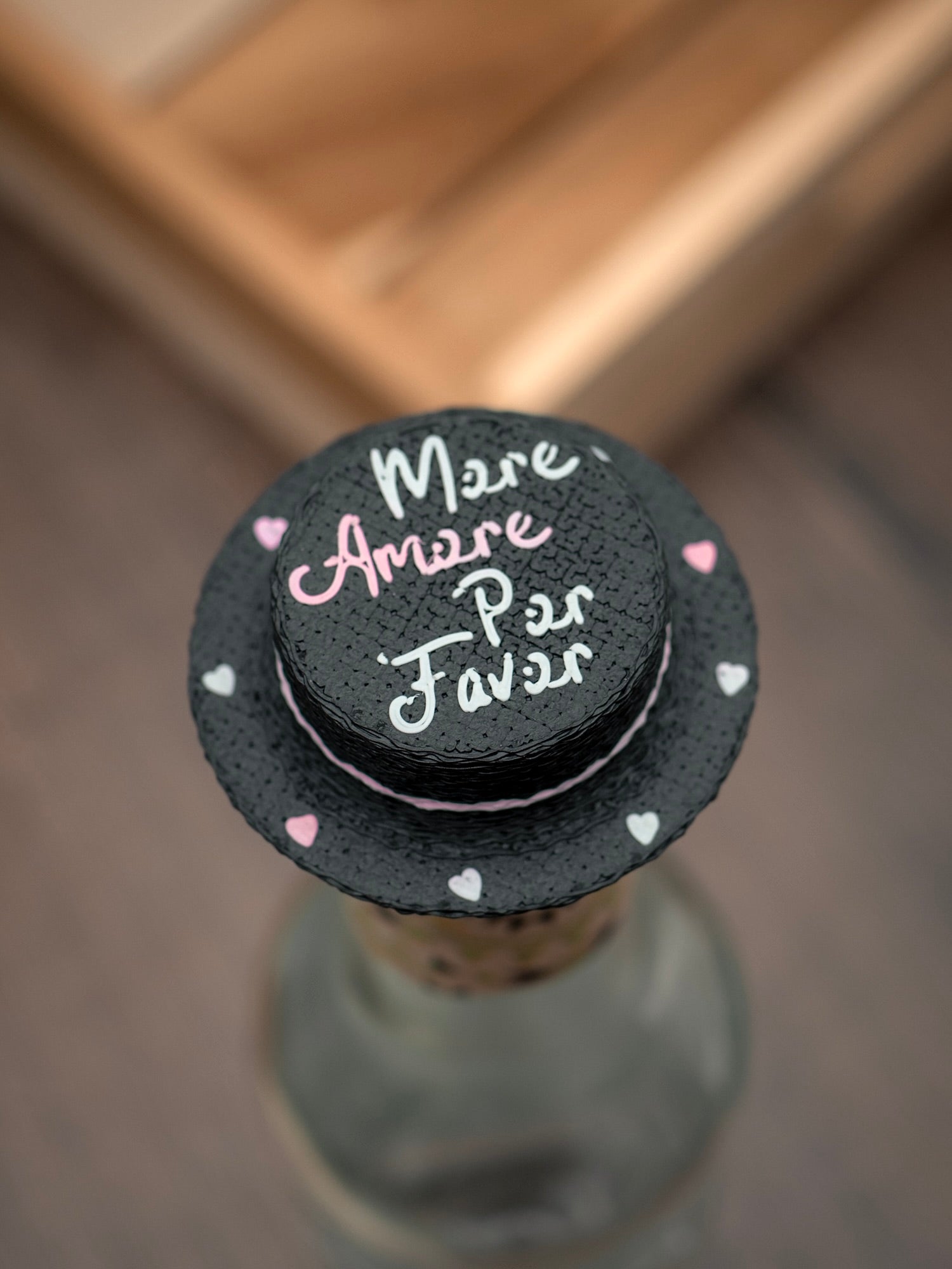 Flaschendeckel Strohhut more amore por favor für Bier, Limo & kl. Sektflaschen | auch als Schlüsselanhänger