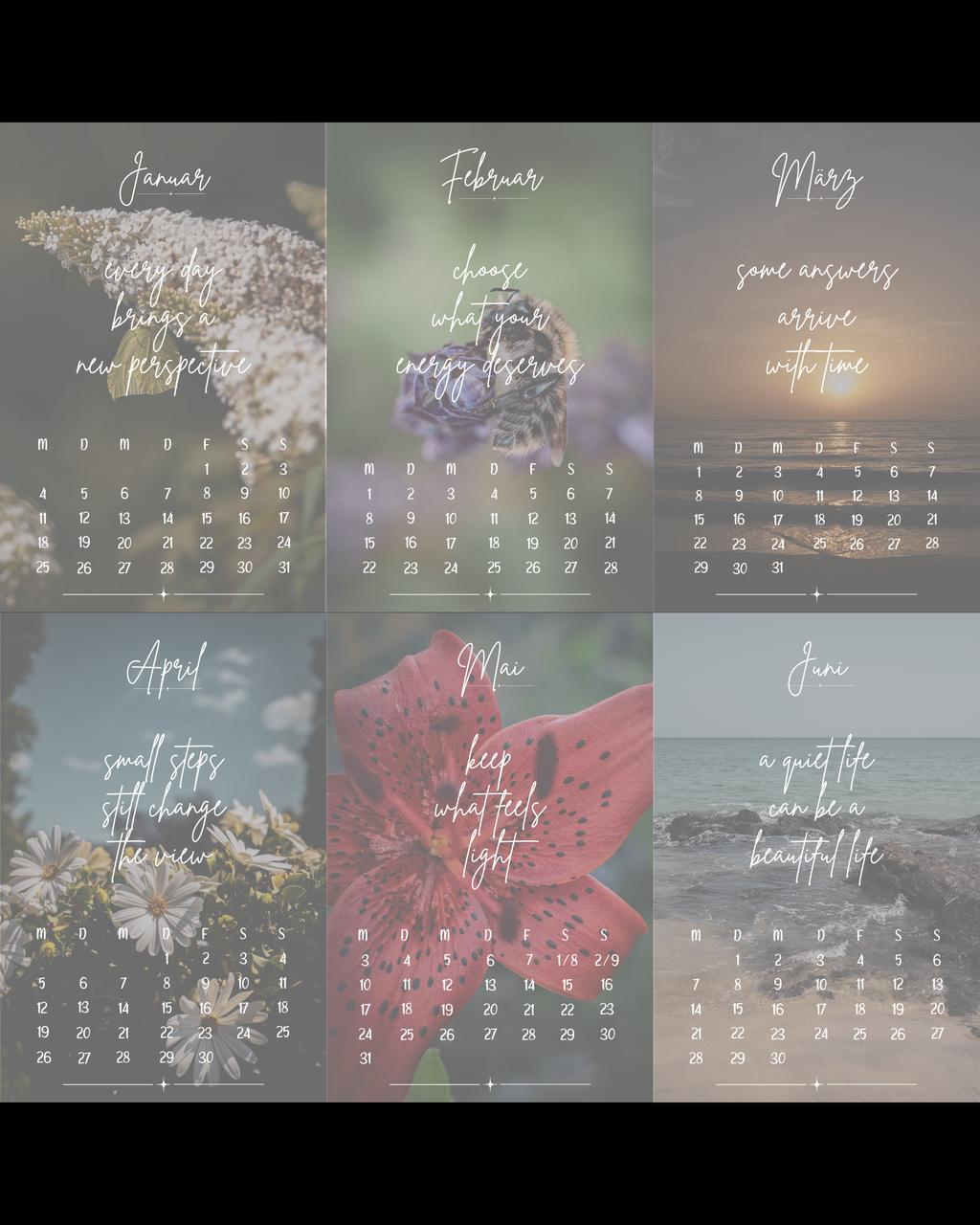 Kalender 2027 'momentpoesie' mit Kartenhalter in verschiedenen Farben & Designs