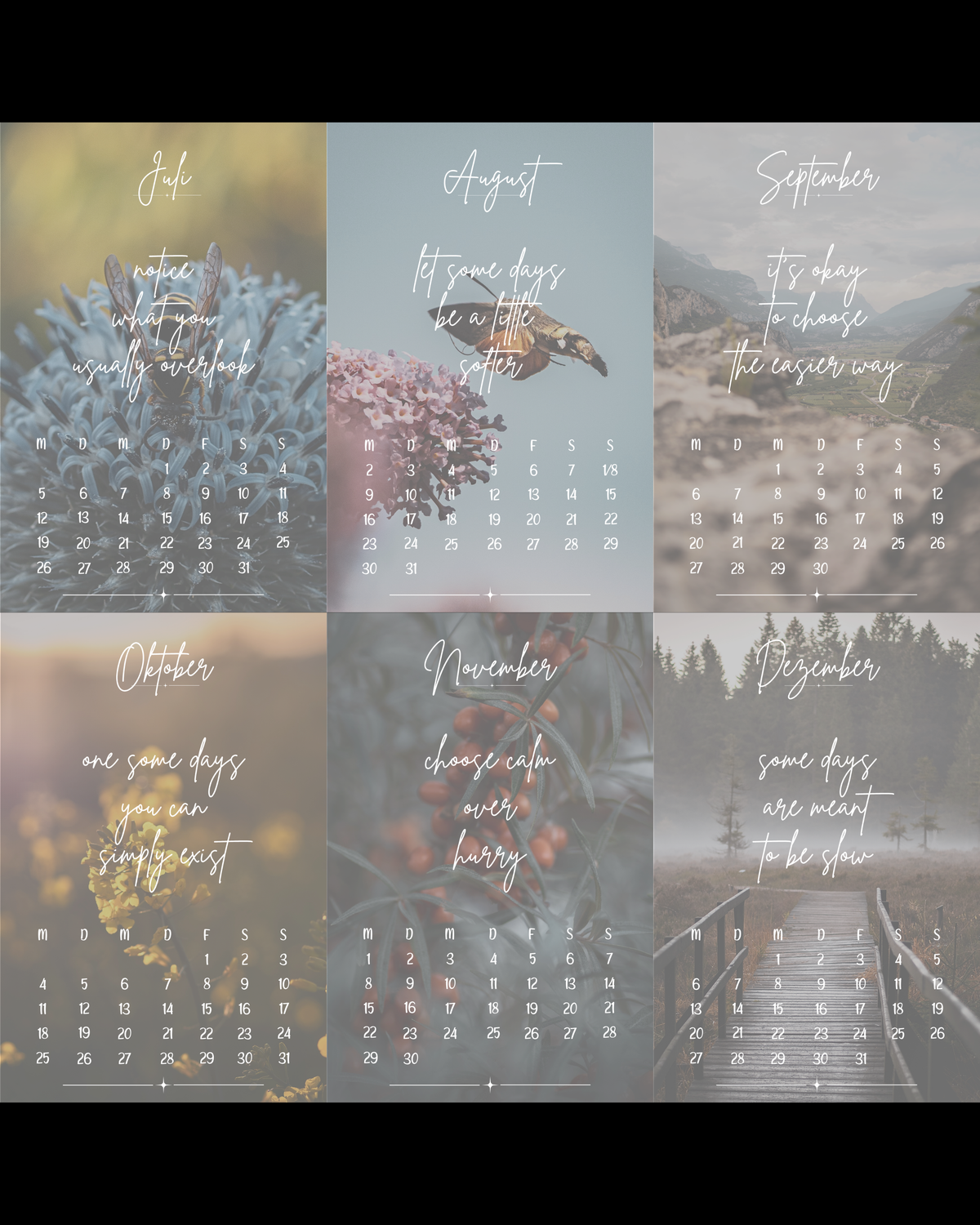 Kalender 2027 'momentpoesie' mit Kartenhalter in verschiedenen Farben & Designs