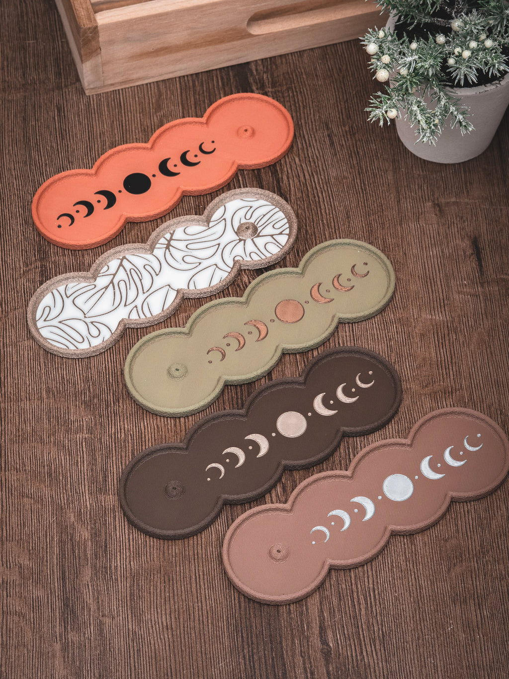 Räucherstäbchen Halter Mondphasen | 16 cm - verschiedene Farben | + 1 Gratis Räucherstäbchen