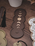Räucherstäbchen Halter Mondphasen | 16 cm - verschiedene Farben | + 1 Gratis Räucherstäbchen