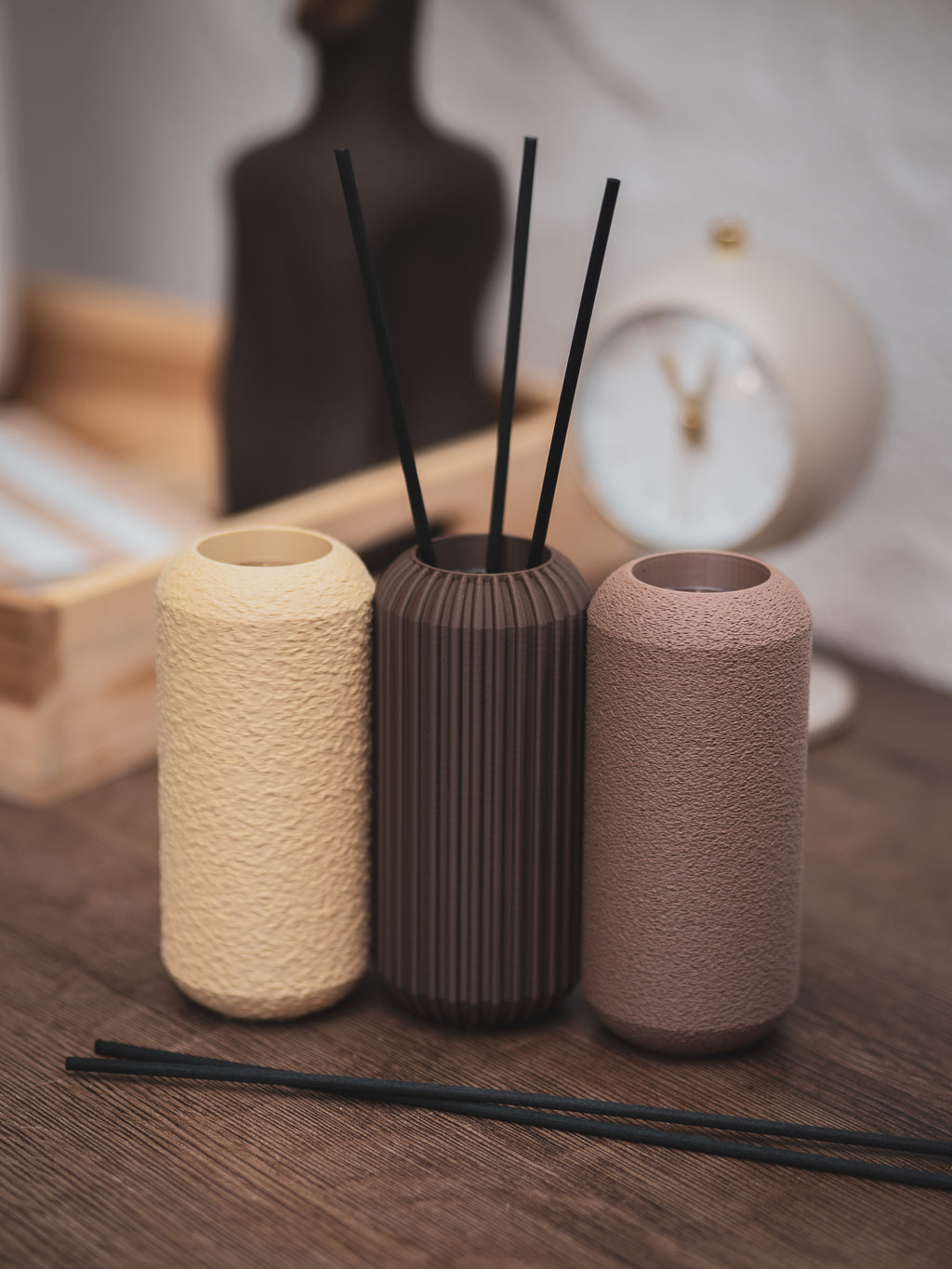 Duftstäbchen-Diffusor | Mini-Vase | versch. Farben | inkl. 3 Stäbchen & Glaseinsatz
