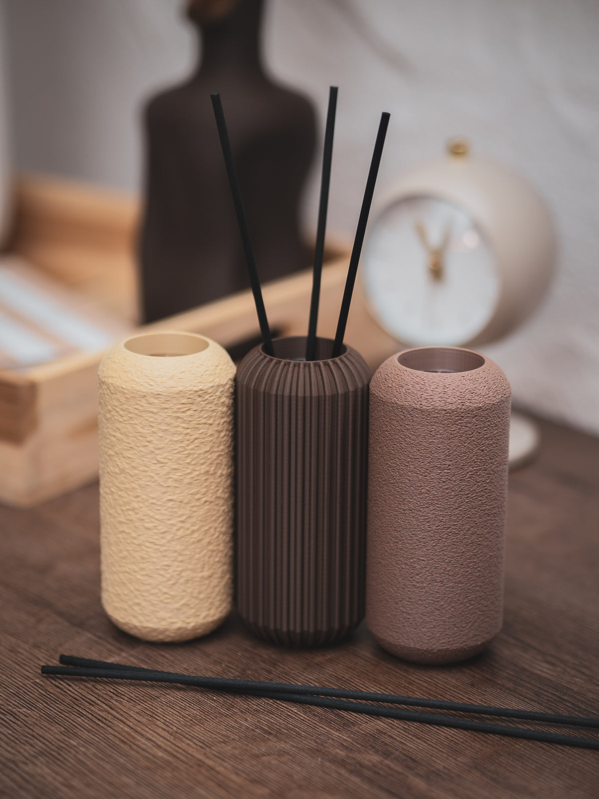 Duftstäbchen-Diffusor | Mini-Vase | versch. Farben | inkl. 3 Stäbchen & Glaseinsatz