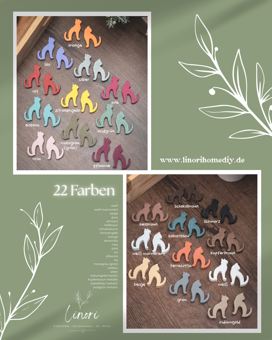 Teebeutelhalter Katze Set | 21 Farben + Glücks- & Bengalkatze