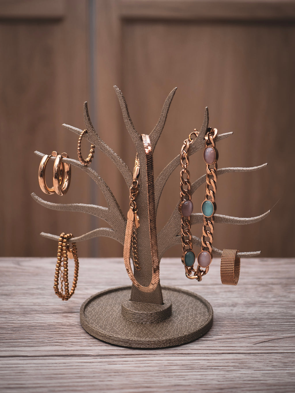 Schmuckständer Baum für Armbänder, Ringe, Earcuffs, Creolen mit Ablage
