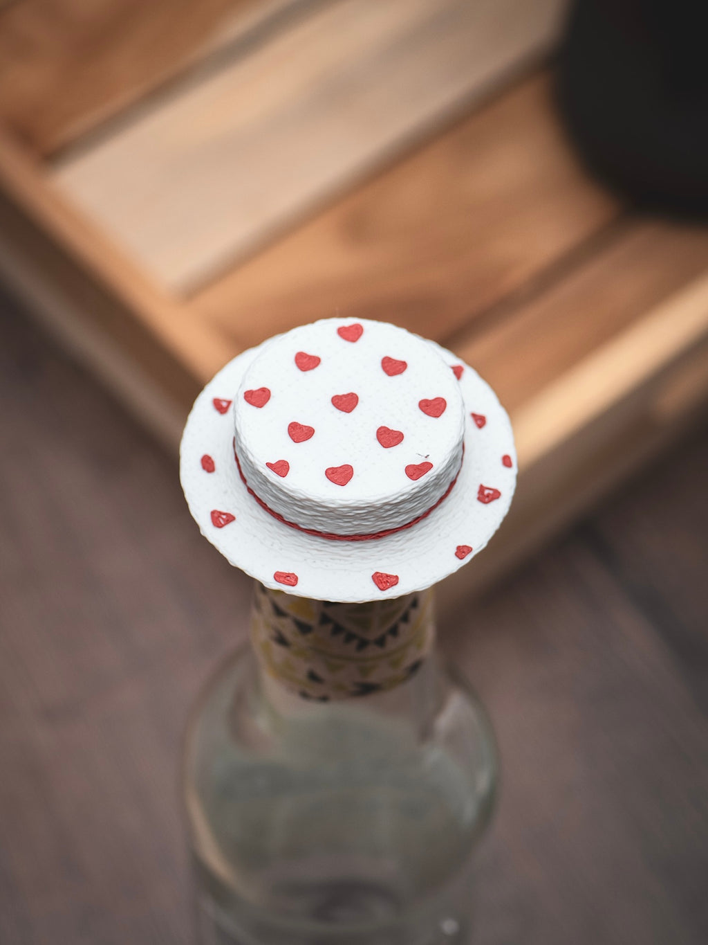 Flaschendeckel Strohhut hearts für Bier, Limo & kl. Sektflaschen | auch als Schlüsselanhänger