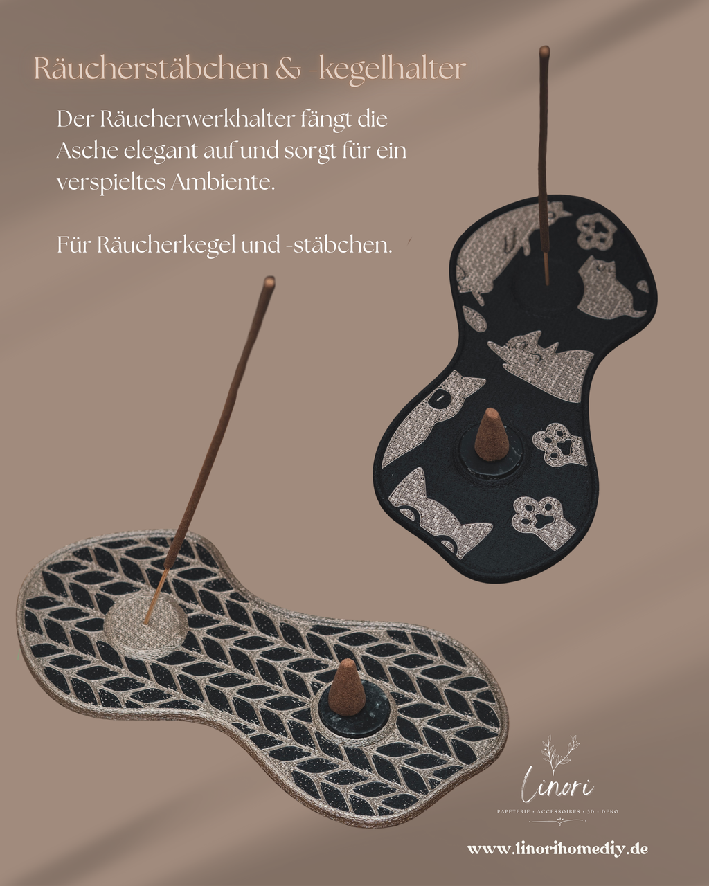 Räucherstäbchen & -kegel Halter | 18 cm - verschiedene Farben | + 1 Gratis Räucherstäbchen