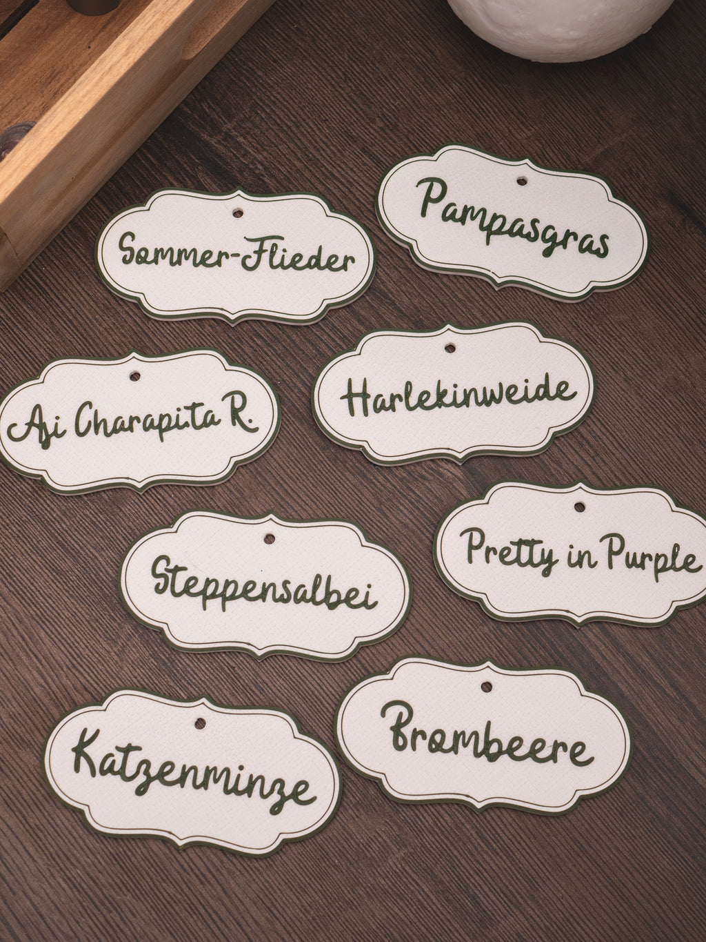 Pflanzenstecker in weiß-grün | personalisierbar