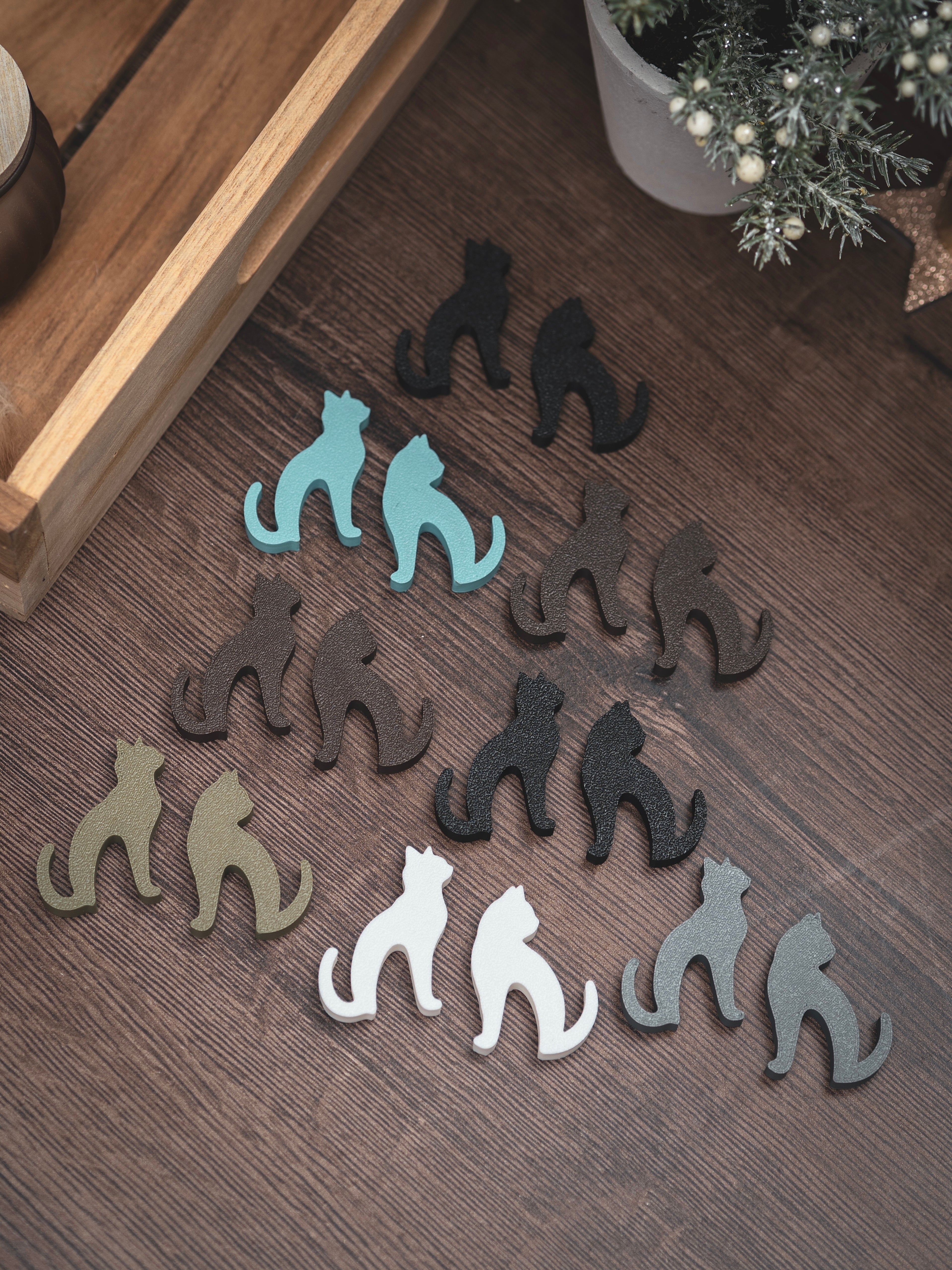 Teebeutelhalter Katze Set | 21 Farben + Glücks- & Bengalkatze
