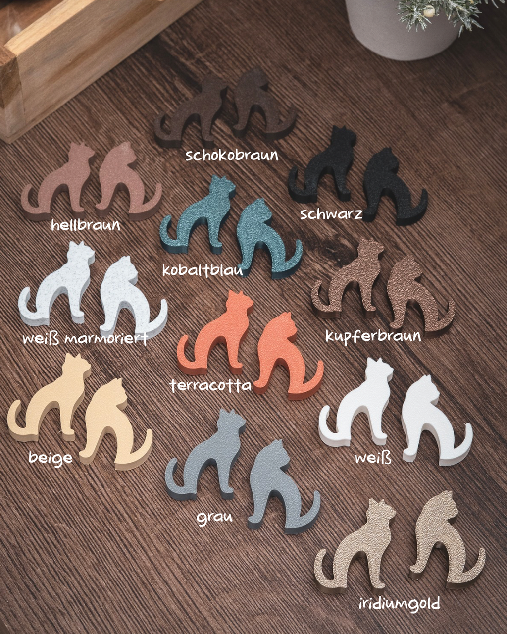 Teebeutelhalter Katze Set | 21 Farben + Glücks- & Bengalkatze