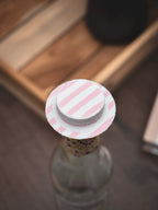 Flaschendeckel Strohhut stripes für Bier, Limo & kl. Sektflaschen | auch als Schlüsselanhänger