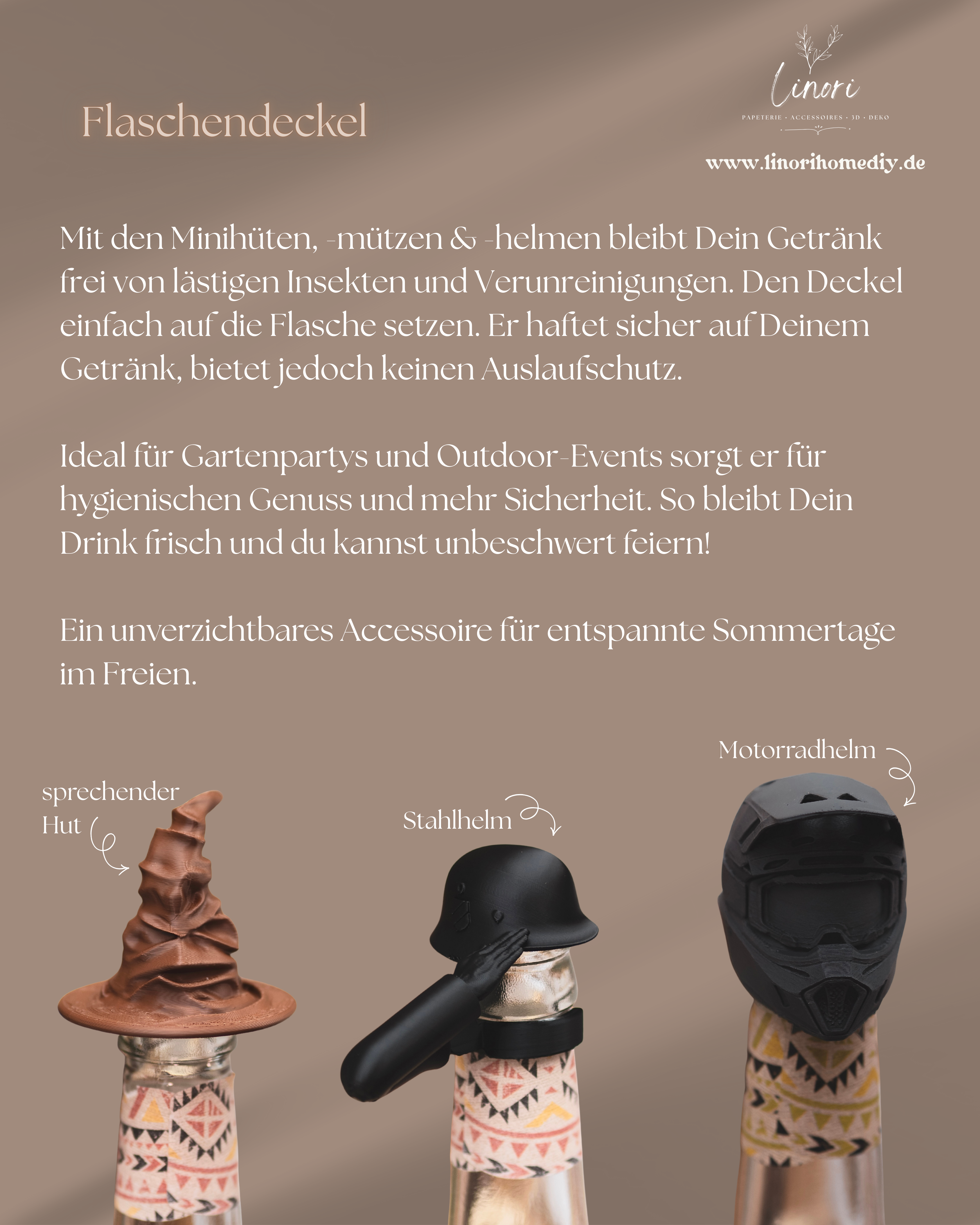 Flaschendeckel Stahlhelm für Bier, Limo & kl. Sektflaschen