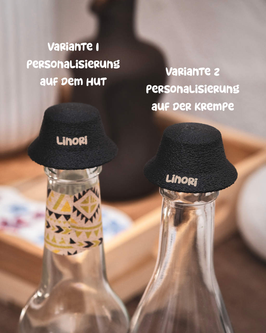 Flaschendeckel Fischerhut für Bier, Limo & kl. Sektflaschen | in schwarz & personalisierbar