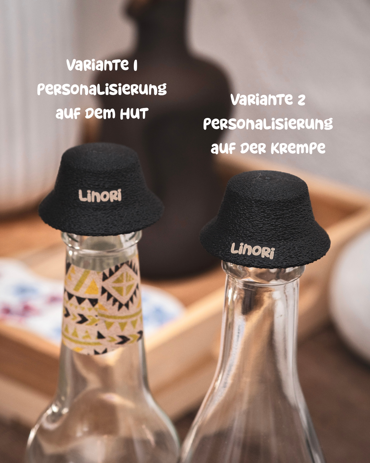 Flaschendeckel Fischerhut für Bier, Limo & kl. Sektflaschen | in schwarz & personalisierbar