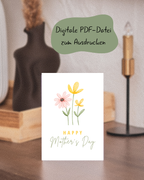 Digitale Postkarte Happy Mother's Day golden bloom zum Ausdrucken PDF-Datei als digitaler Download