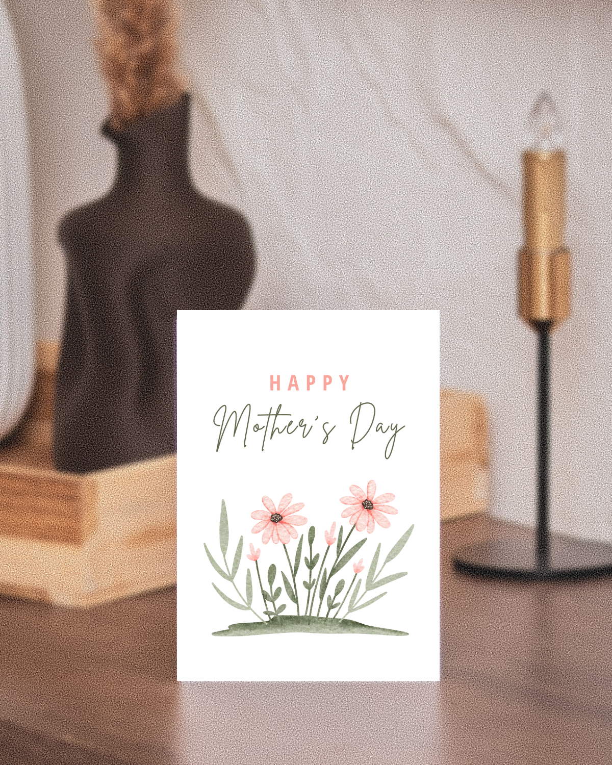 Digitale Postkarte Happy Mother's Day rose bloom zum Ausdrucken PDF-Datei als digitaler Download
