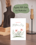Digitale Postkarte Happy Mother's Day rose bloom zum Ausdrucken PDF-Datei als digitaler Download
